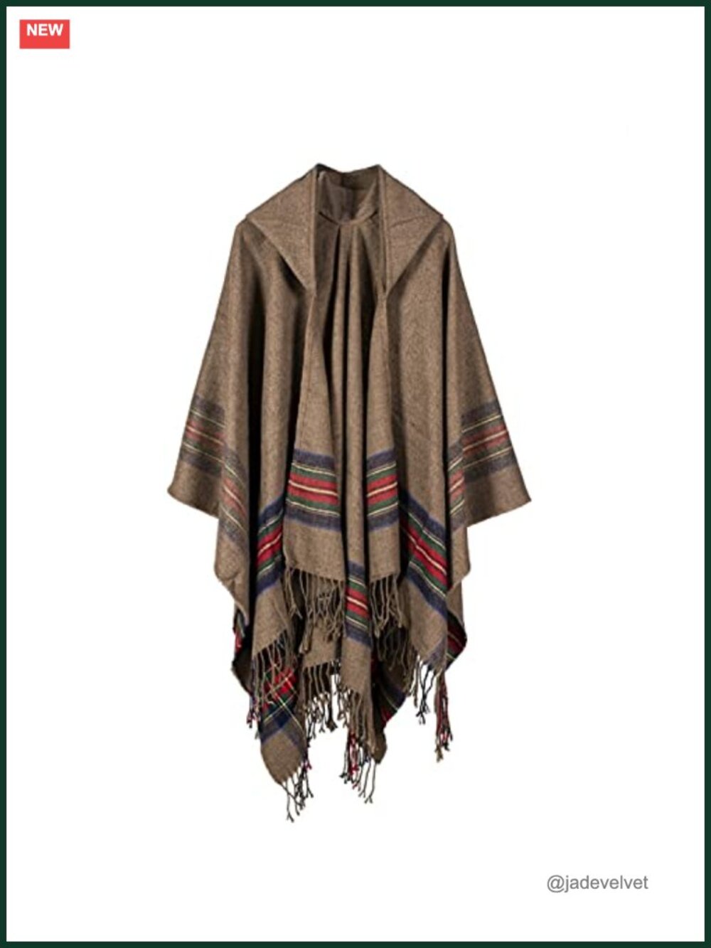 Oversized Hooded Poncho Pashmina Wrap Blanket Shawl with Tassels